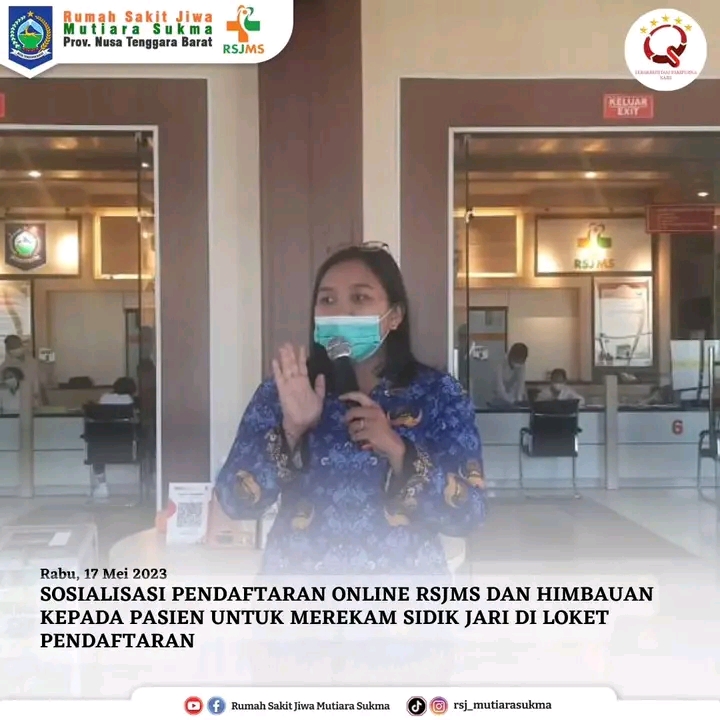SOSIALISASI PENDAFTARAN ONLINE RSJMS DAN HIMBAUAN KEPADA PASIEN UNTUK MEREKAM SIDIK JARI DI LOKET PENDAFTARAN